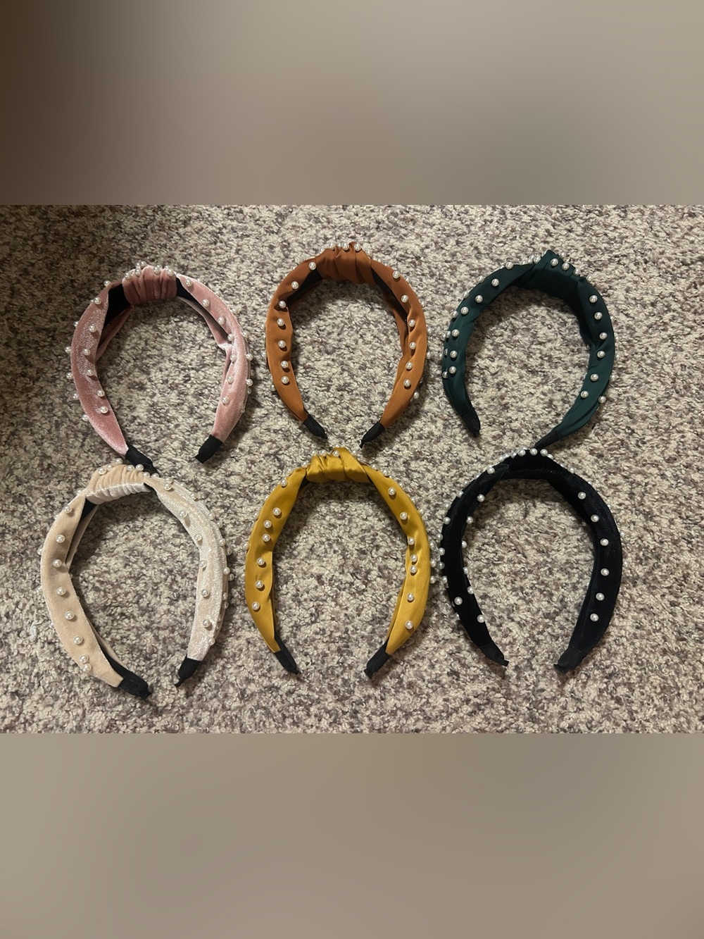 Set of 6 Pearl-Embellished Knot Headbands - Women Accessories